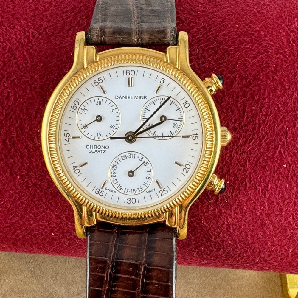 Vintage Designer Gold Coin Edge Bezel Daniel Mink Swiss Made Luxury Watch - Picture 11 of 13